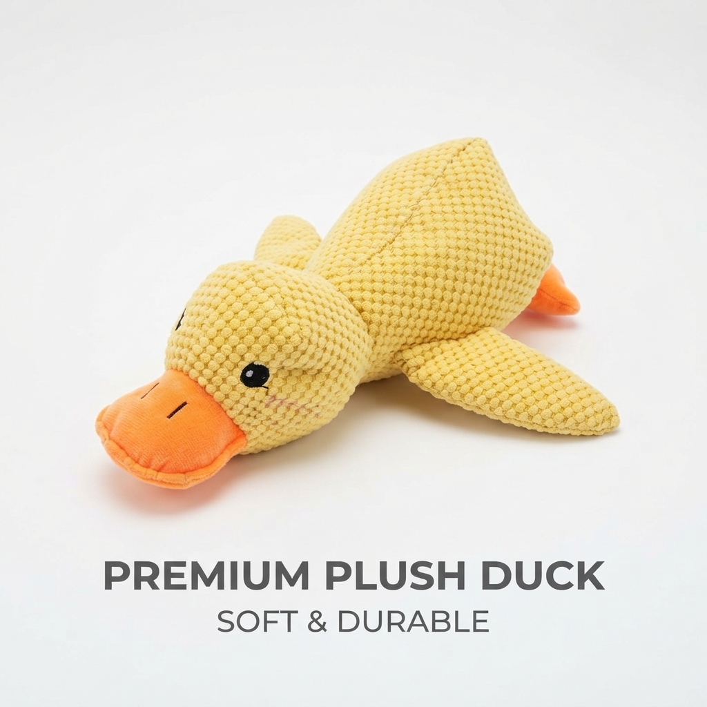 Dog Toy: Little Yellow Duck Plush Pet Toy—Self-Entertaining, Durable, Teething, and Squeaky Toy for Small to Medium-Sized Dogs