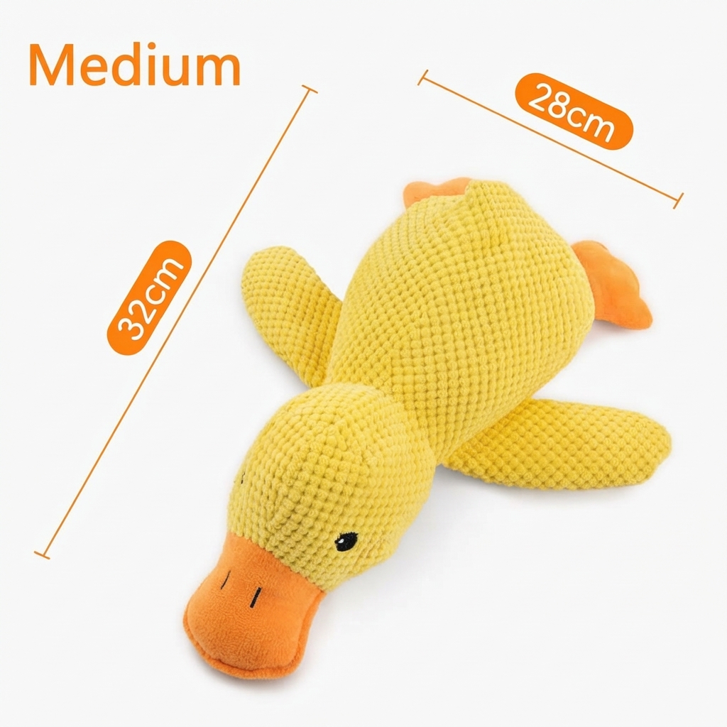 Dog Toy: Little Yellow Duck Plush Pet Toy—Self-Entertaining, Durable, Teething, and Squeaky Toy for Small to Medium-Sized Dogs