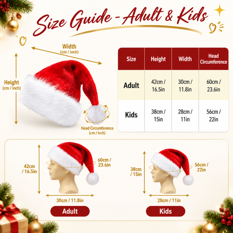Christmas Hat, Thickened Faux Fur with Fringed Edges, Unisex for Adults and Children, Christmas Party Decor, Soft and Gentle on the Skin