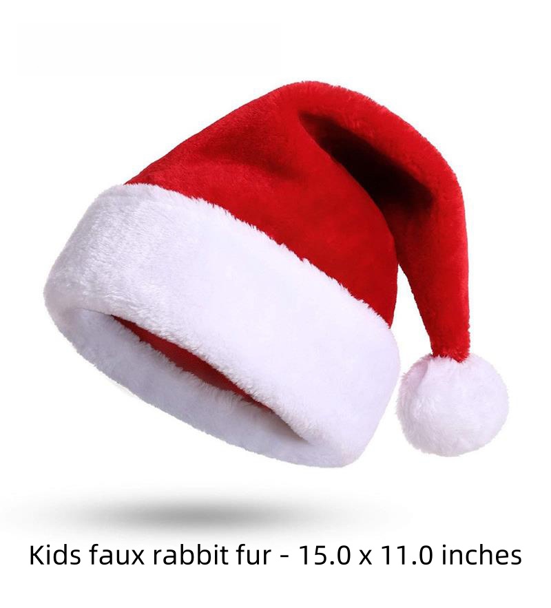 Christmas Hat, Thickened Faux Fur with Fringed Edges, Unisex for Adults and Children, Christmas Party Decor, Soft and Gentle on the Skin