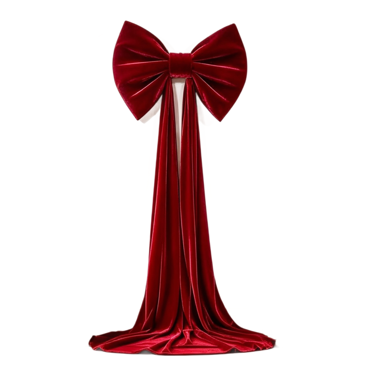 Red 3D Velvet Large Bow with 60-Inch Extra-Long Ribbon—Decoration for Living Rooms, Balconies, Weddings, and Parties