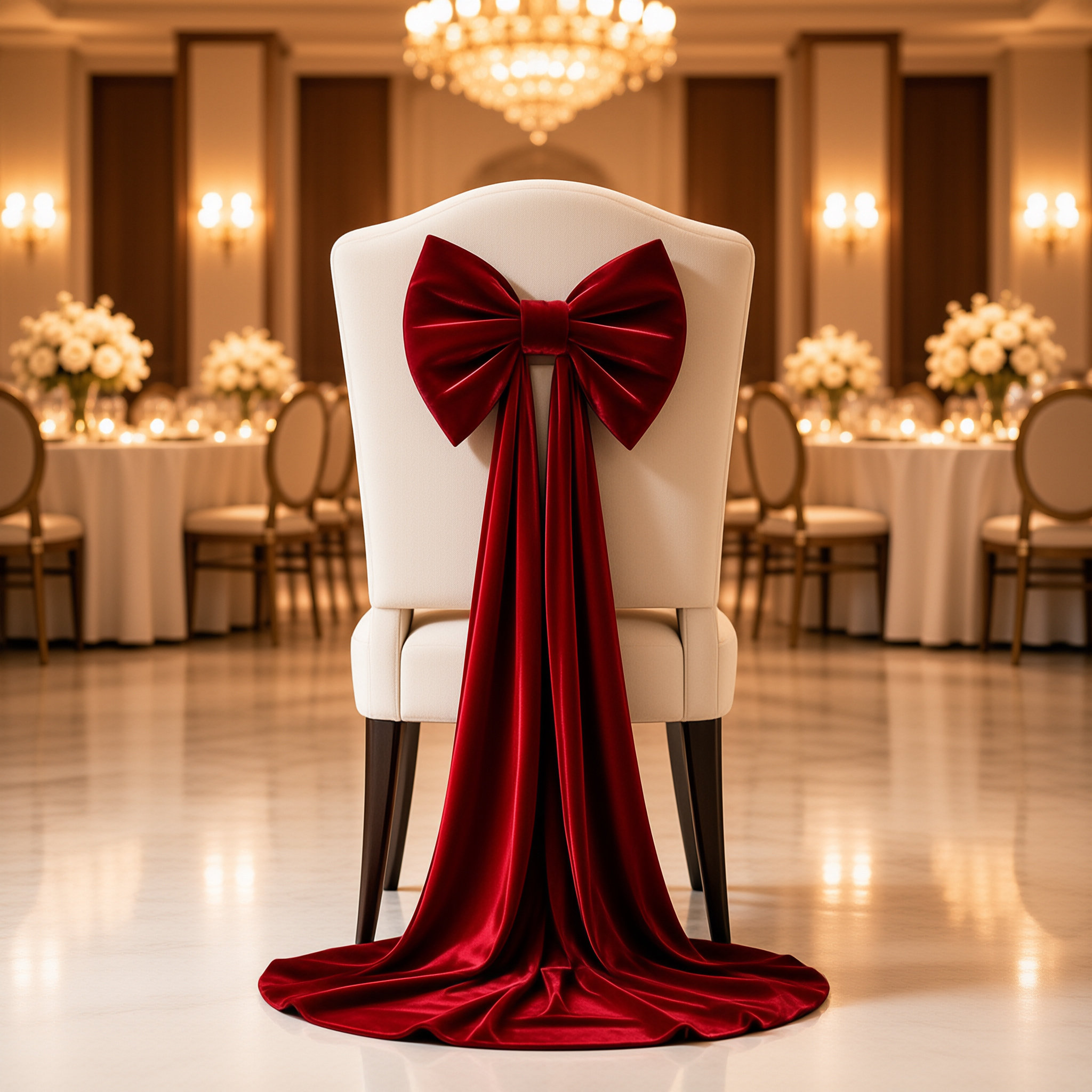 Red 3D Velvet Large Bow with 60-Inch Extra-Long Ribbon—Decoration for Living Rooms, Balconies, Weddings, and Parties