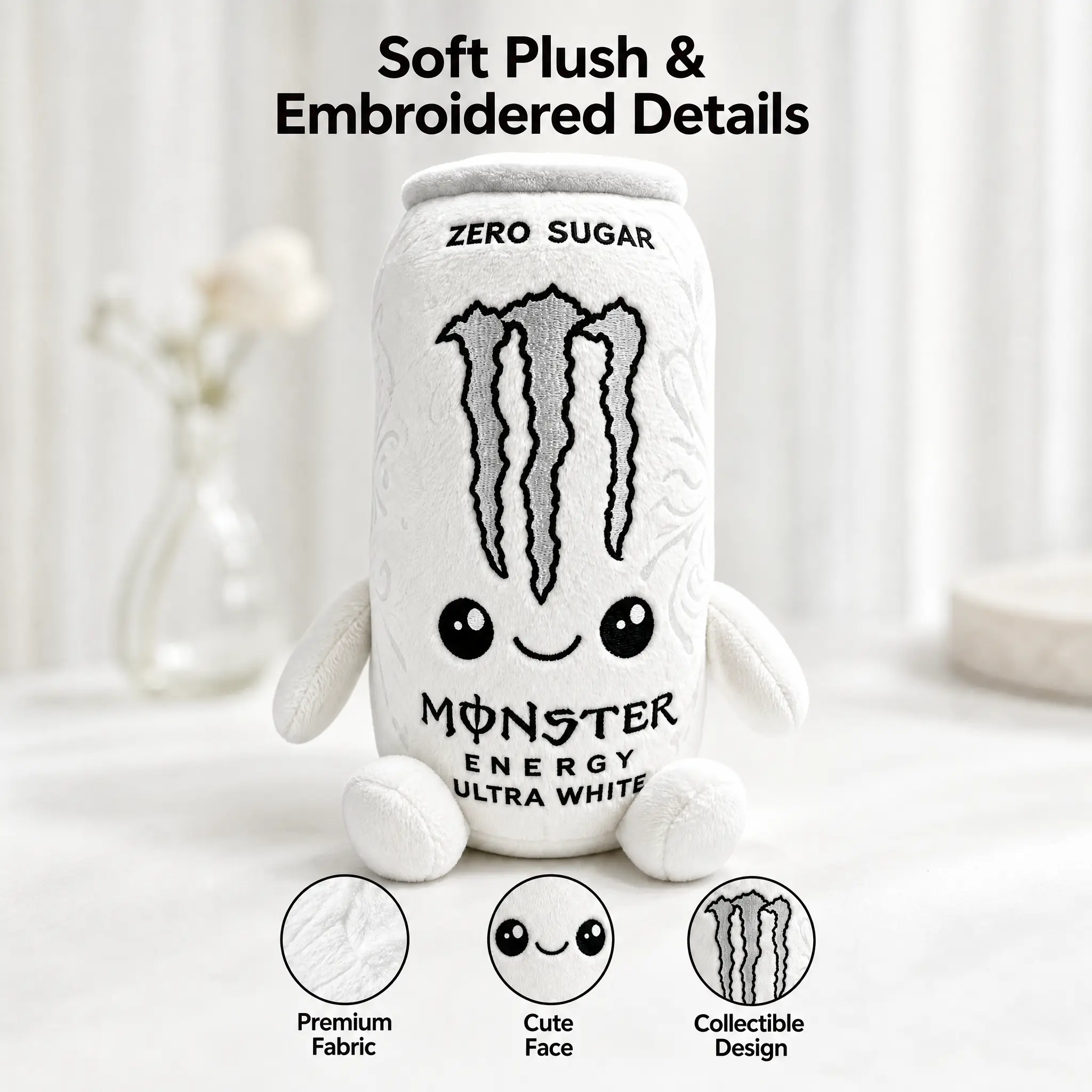 Monster Energy Drink Can Plush Toy, 8.7 in Soft Plushie for