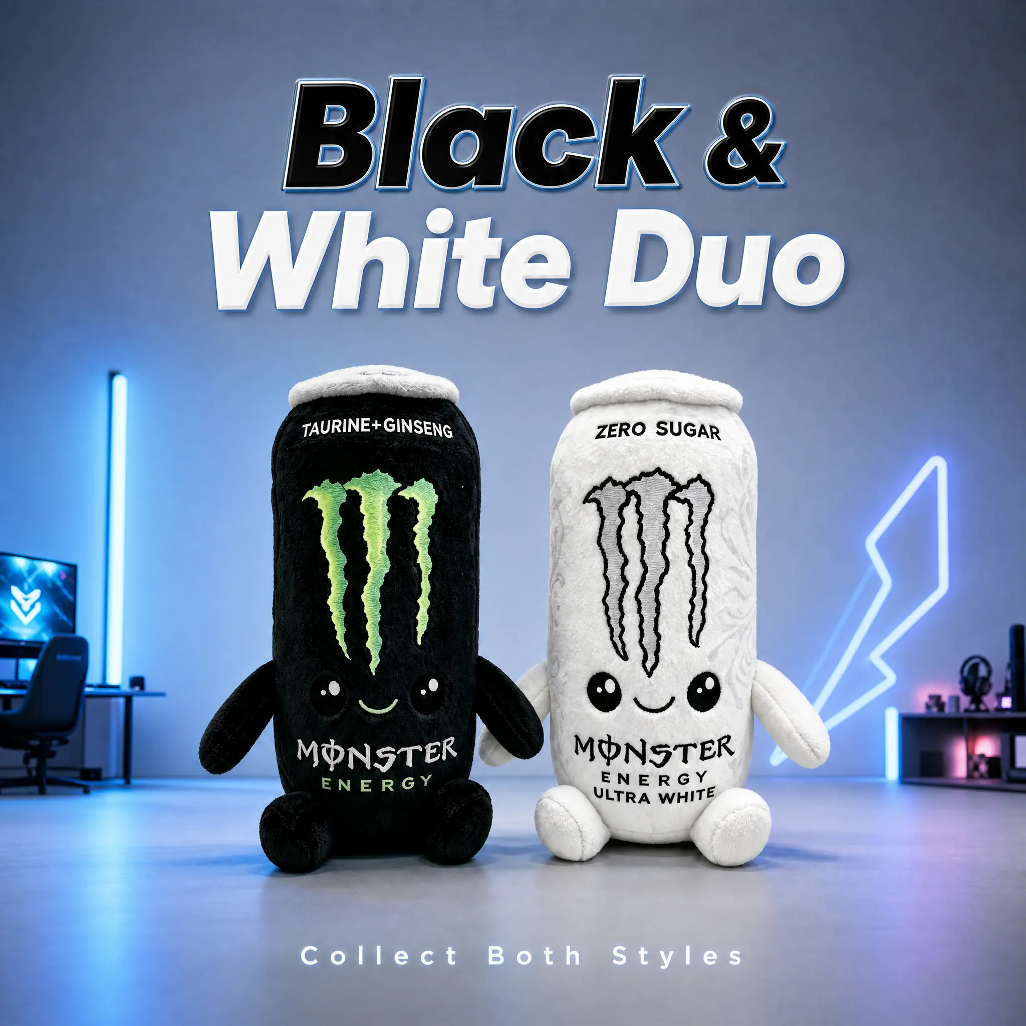 Monster Energy Drink Can Plush Toy, 8.7 in Soft Plushie for