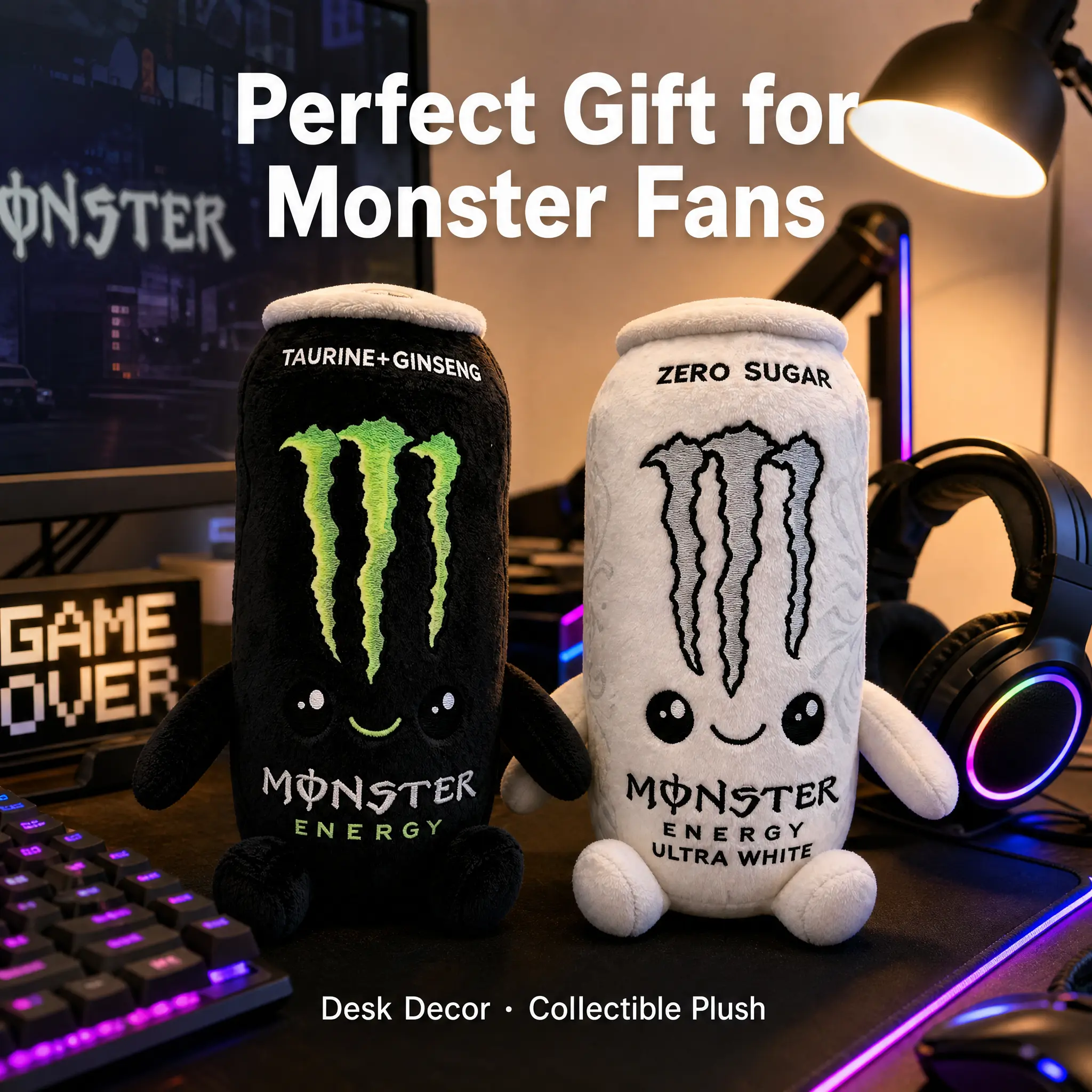Monster Energy Drink Can Plush Toy, 8.7 in Soft Plushie for