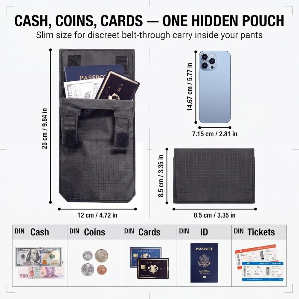 Anti-Theft Passport Pouch, Multifunctional Phone and ID Wais