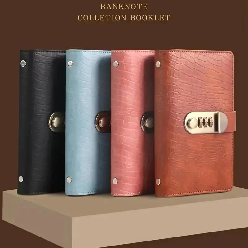A6 PU Leather Binder Savings Notebook with 3-Digit Resettabl