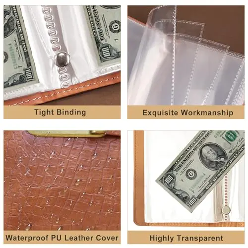 A6 PU Leather Binder Savings Notebook with 3-Digit Resettabl