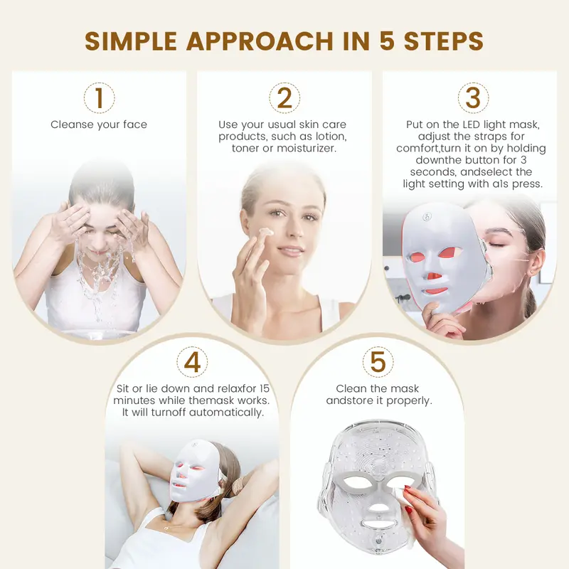 SHMHE 7-Color LED Red Light Beauty Mask,