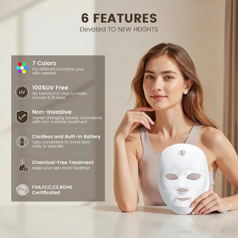 SHMHE 7-Color LED Red Light Beauty Mask,
