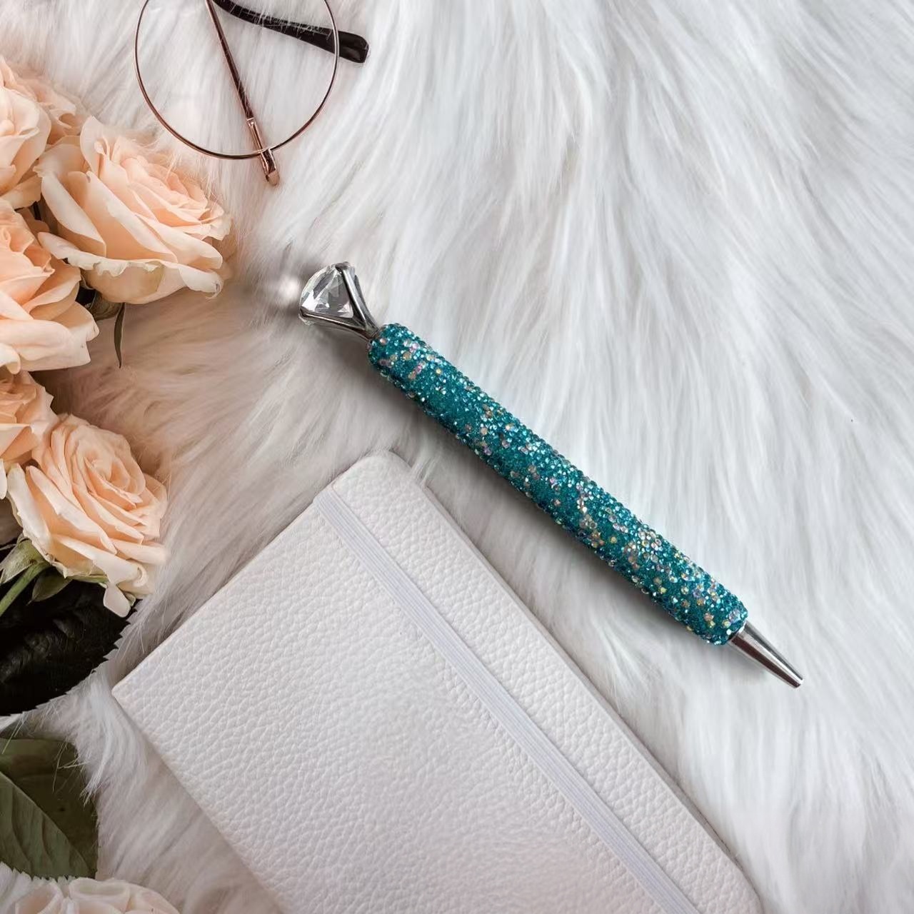 Diamond-Encrusted Large Diamond Crystal Ballpoint Pen, Signature Pen—Creative Office and Student Stationery, Stylish Gift