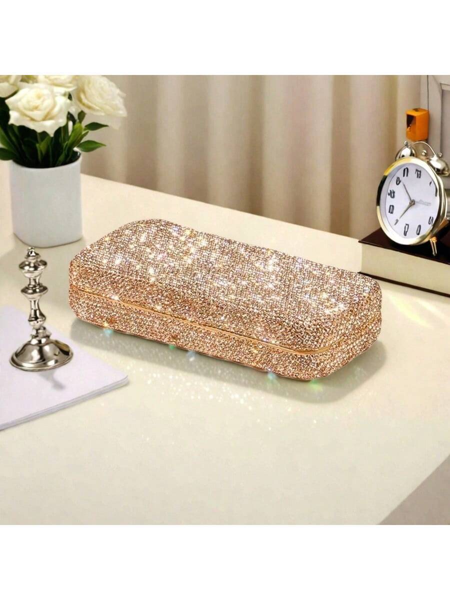 Affordable Luxury Diamond-Encrusted Eyeglass Case and Storage Box—Stylish, Sparkling Crystals, Protects Eyeglasses and Sunglasses