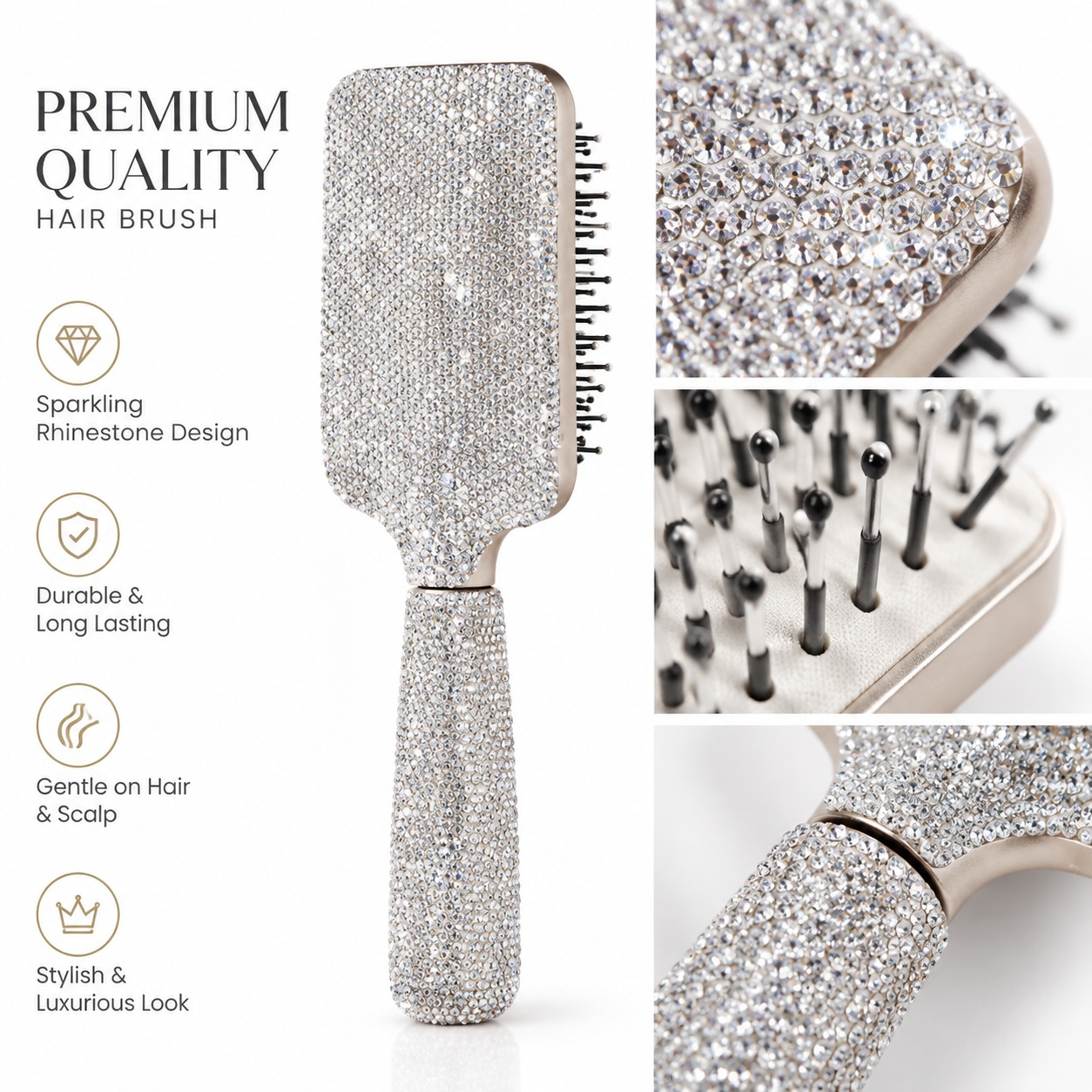 Best-Selling Diamond-Encrusted, Affordable Luxury Long-Handled Air-Cushion Comb: Anti-Static, Innovative Air-Cushion Beauty Hair Comb