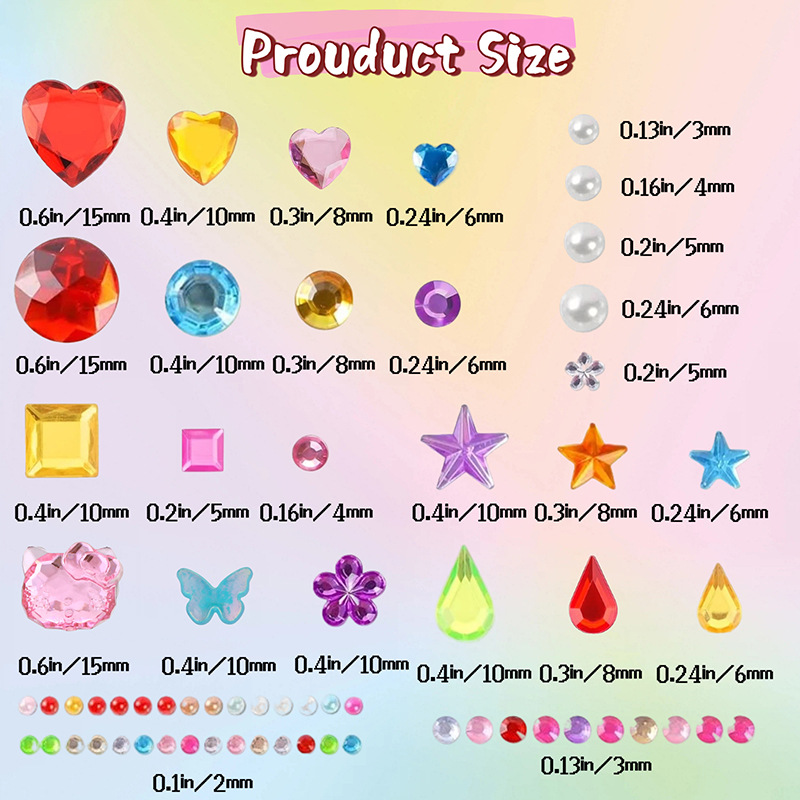 Colorful Multi-Shape Acrylic Rhinestone Sticker Set: Heart-Shaped and Teardrop-Shaped Gemstickers for Kids' DIY Phone Cases