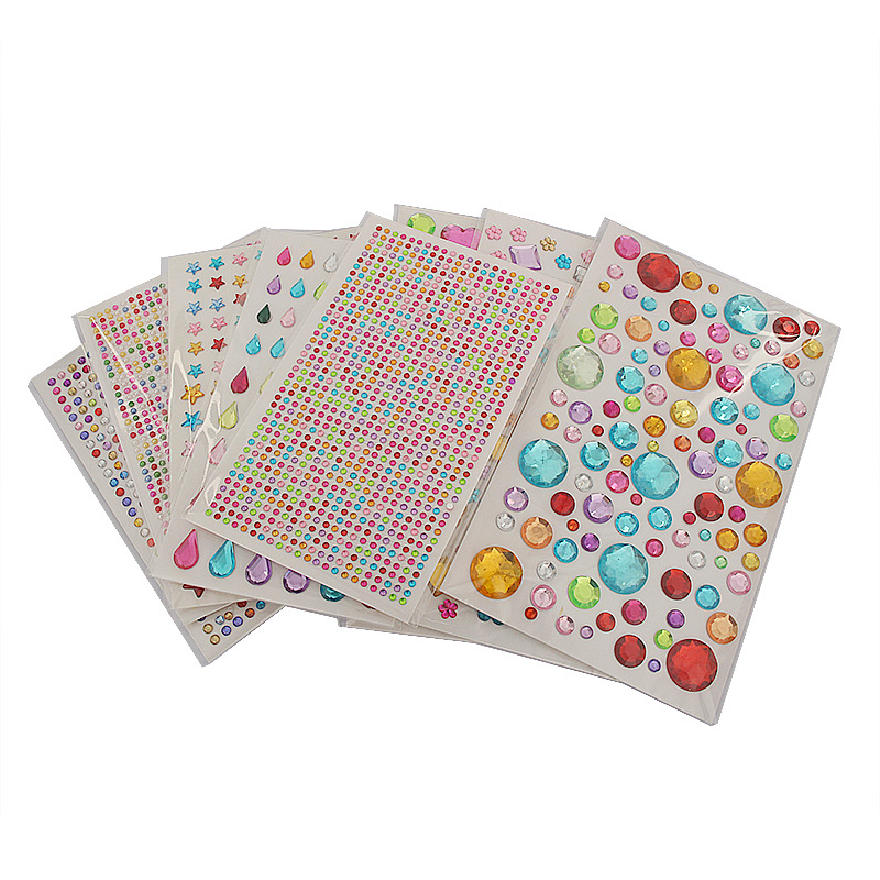 Colorful Multi-Shape Acrylic Rhinestone Sticker Set: Heart-Shaped and Teardrop-Shaped Gemstickers for Kids' DIY Phone Cases