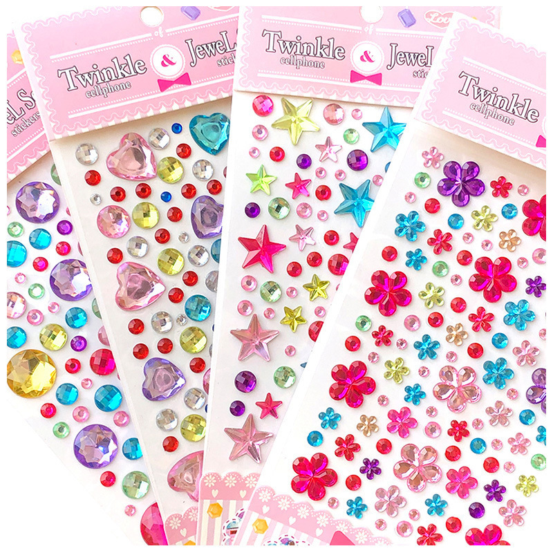 Children's Gemstone Stickers, Crystal Diamonds, Cartoon Stickers, Princess, Girls, 3D, Reward Stickers, Decorative Materials