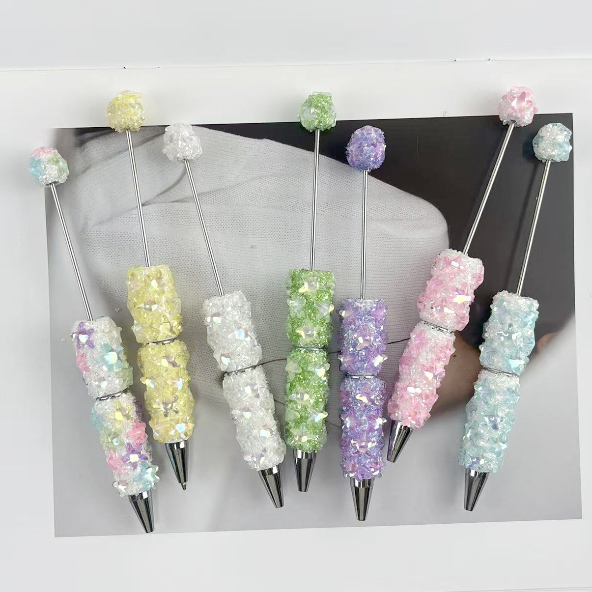 New Starfish Sugar Bead Ballpoint Pen: Stylish, Minimalist, Diamond-Studded Ballpoint Pen with Cute, Chunky Beads