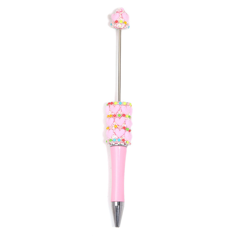 "Love" Flocked Beaded Pen: New, Creative, High-End, Colorful Claw-Chain "Cute Bead" Ballpoint Pen with a Touch of Luxury