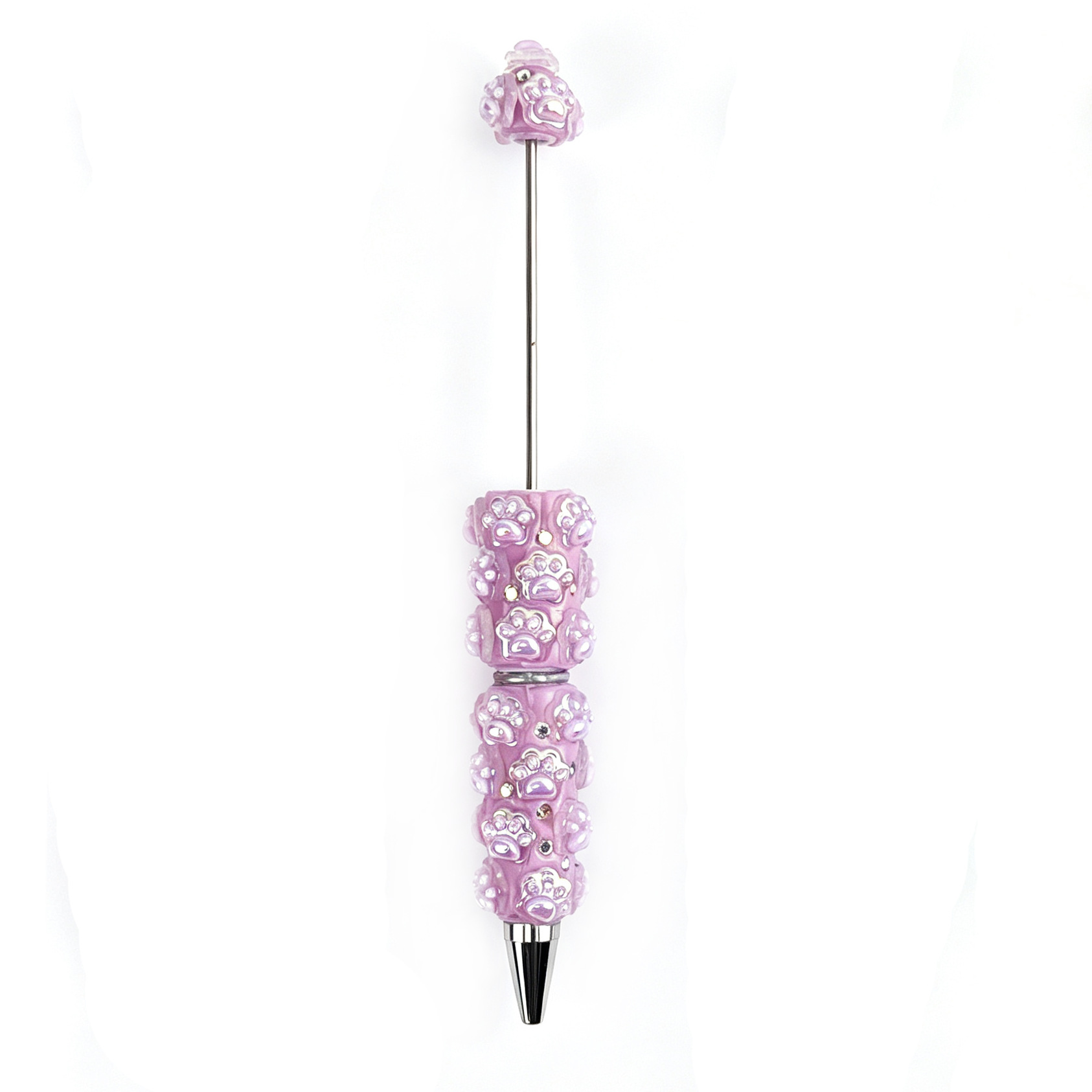 Heavy-Duty Cat Paw Clay Bead Pen: Creative DIY Gift Pen with Full Diamond Accents, Cute Beads, Korean Style, Instagram-Worthy, High-Quality Pen