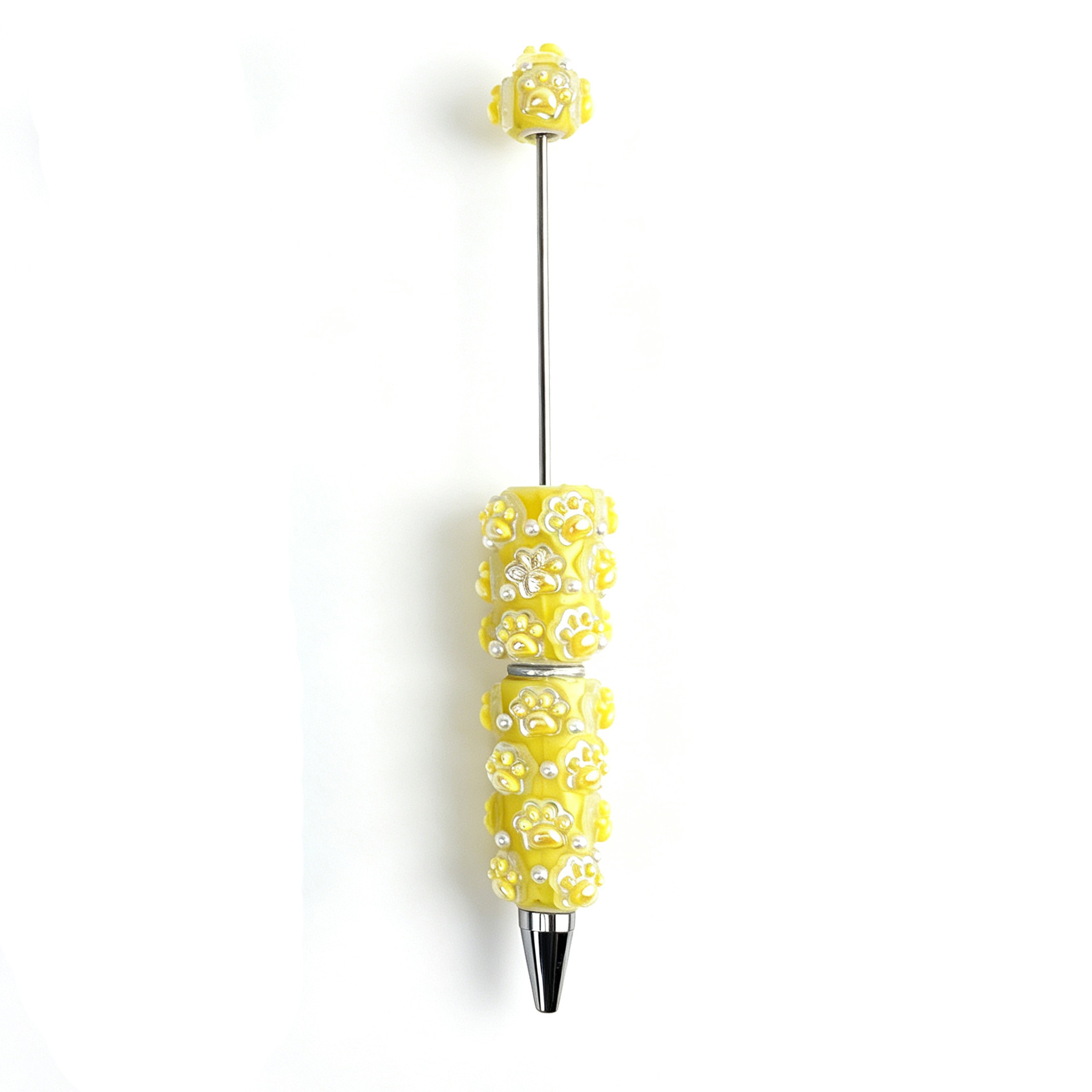 Heavy-Duty Cat Paw Clay Bead Pen: Creative DIY Gift Pen with Full Diamond Accents, Cute Beads, Korean Style, Instagram-Worthy, High-Quality Pen