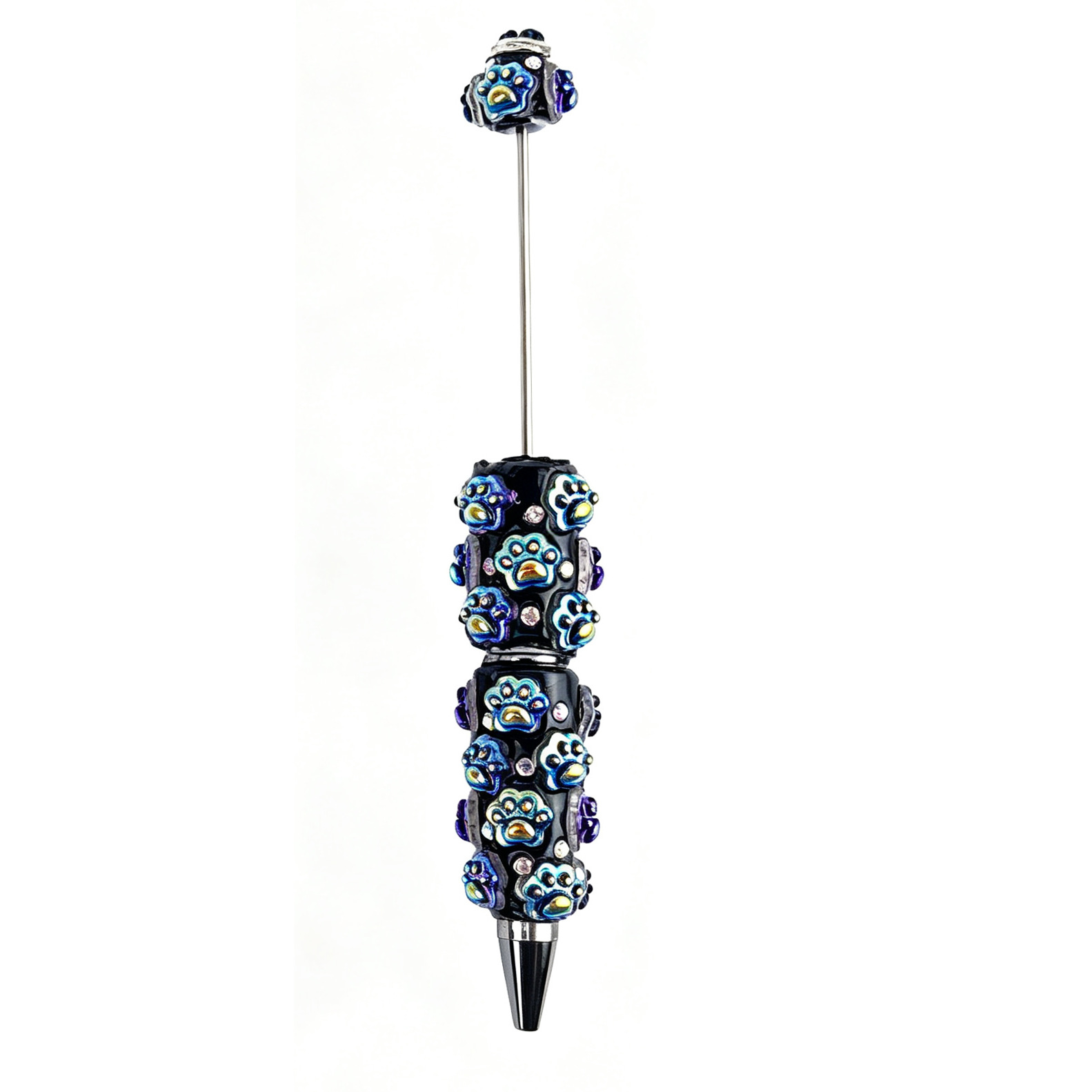 Heavy-Duty Cat Paw Clay Bead Pen: Creative DIY Gift Pen with Full Diamond Accents, Cute Beads, Korean Style, Instagram-Worthy, High-Quality Pen