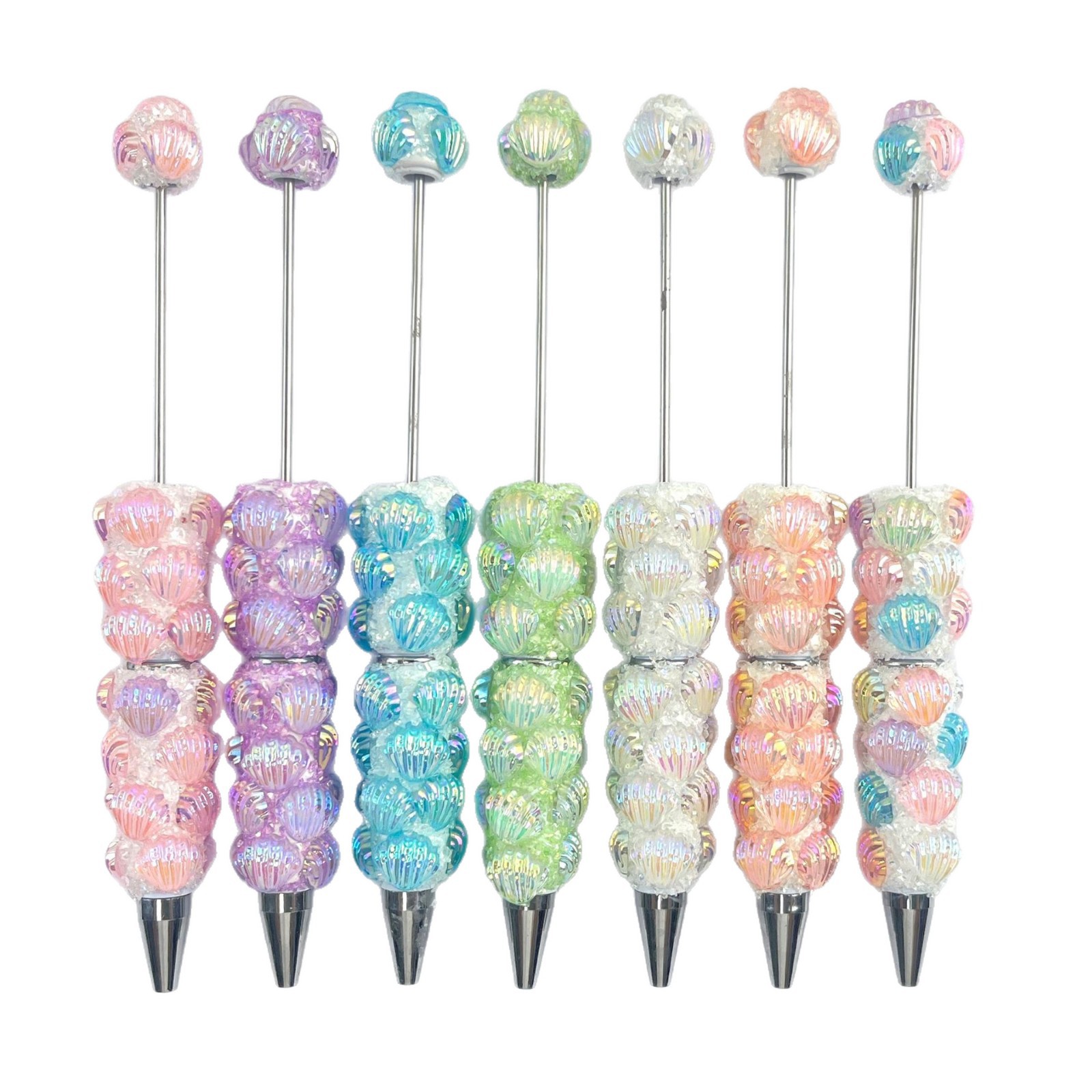 New Fine-Sparkle Seashell Bead Pen, Korean-Style, Fully Embellished with Rhinestones, Creative DIY "Gu" Pen, Cross-Border Seashell, Sugar, and Cute Bead Pen