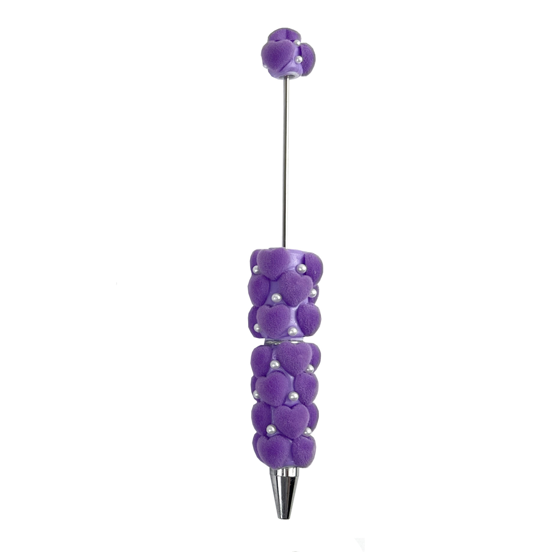 DIY Polymer Clay Flocked Heart Bead Pen, Ballpoint Pen, Korean-Style Creative DIY, Heavy-Duty Cute Bead Pen, Cross-Border Heart-Shaped "Gu" Pen