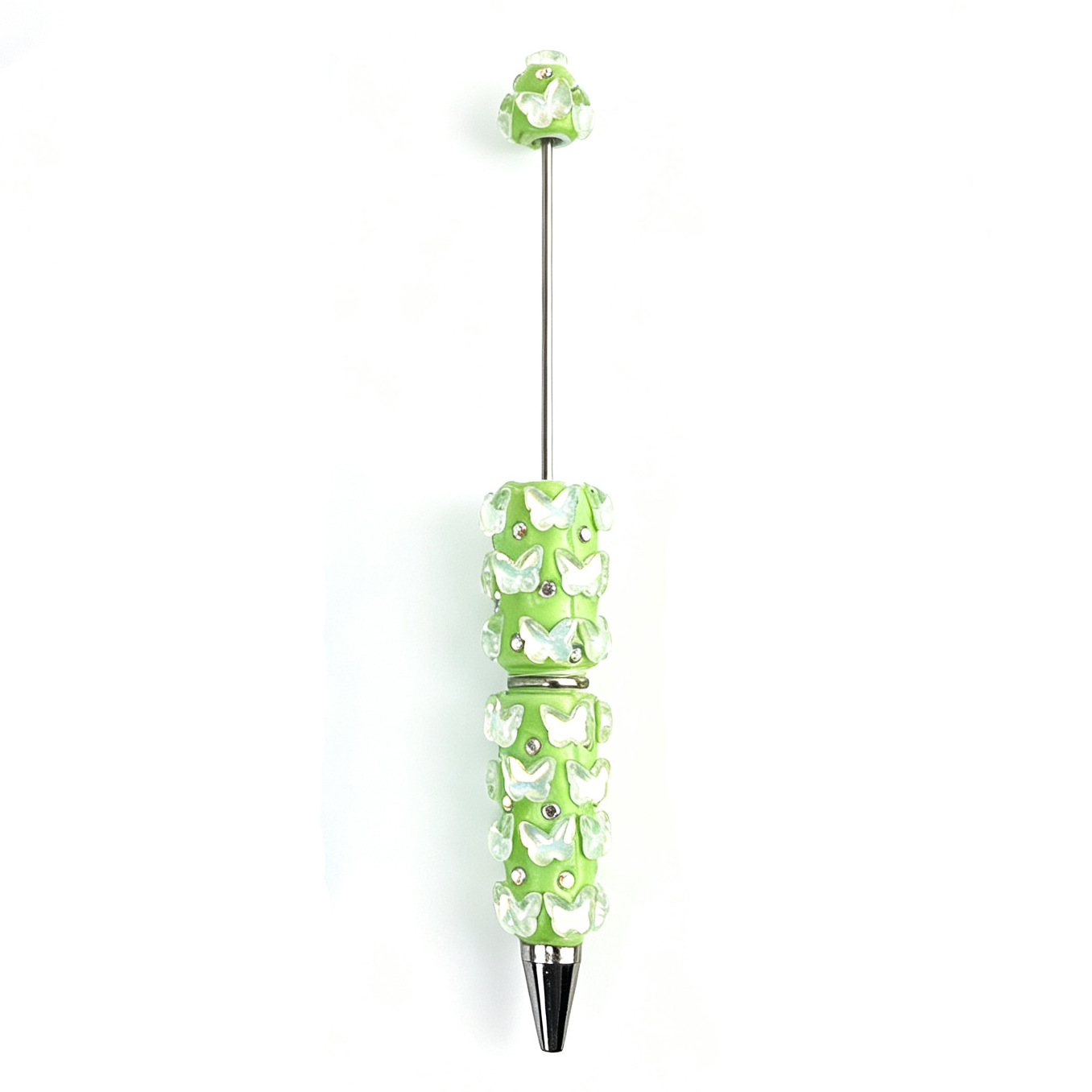 New Transparent Butterfly Bead Pen, Korean-Style Colorful, Heavily Decorated, Cute Bead Pen, Cross-Border, High-Fashion Clay Bead Pen, "Gu" Pen