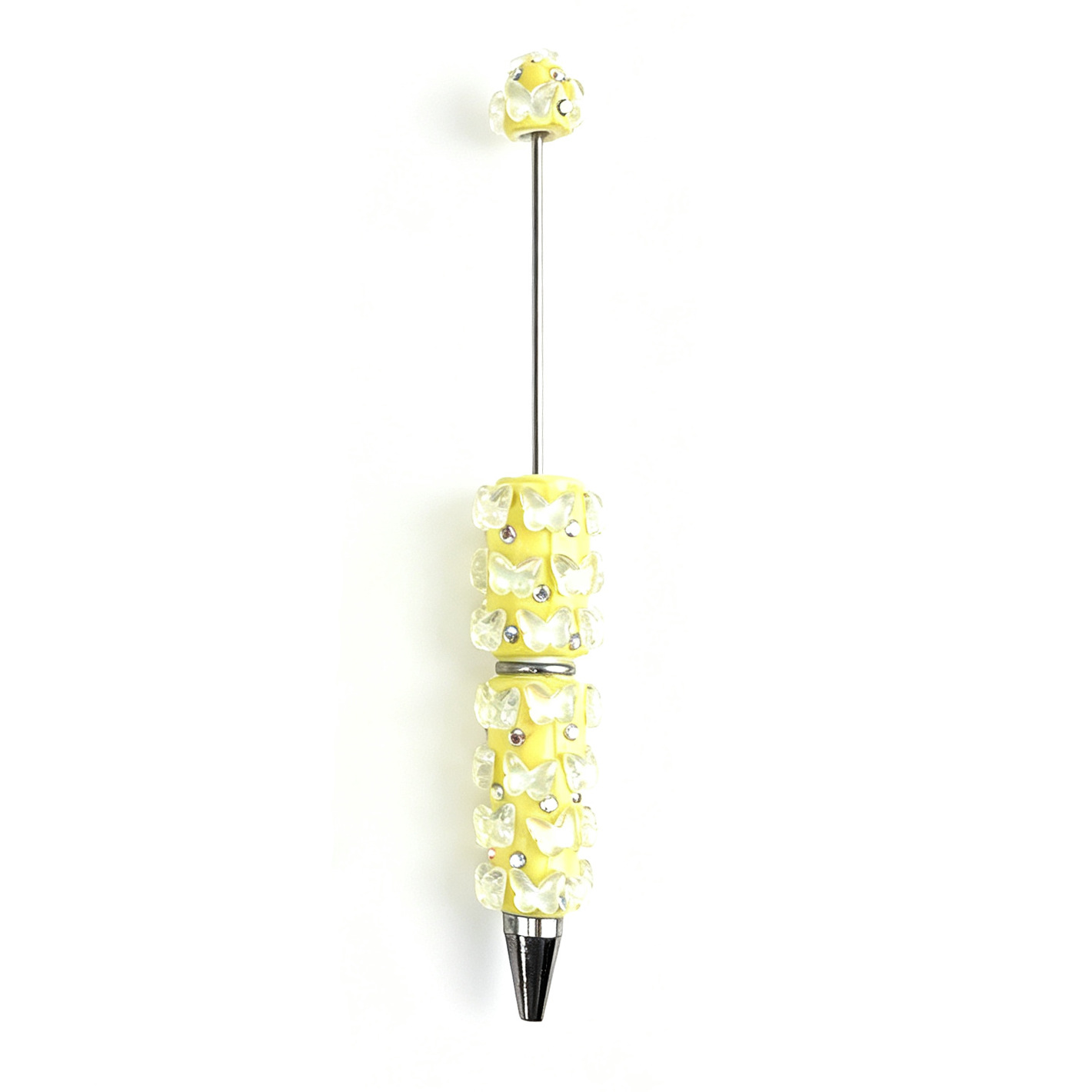 New Transparent Butterfly Bead Pen, Korean-Style Colorful, Heavily Decorated, Cute Bead Pen, Cross-Border, High-Fashion Clay Bead Pen, "Gu" Pen