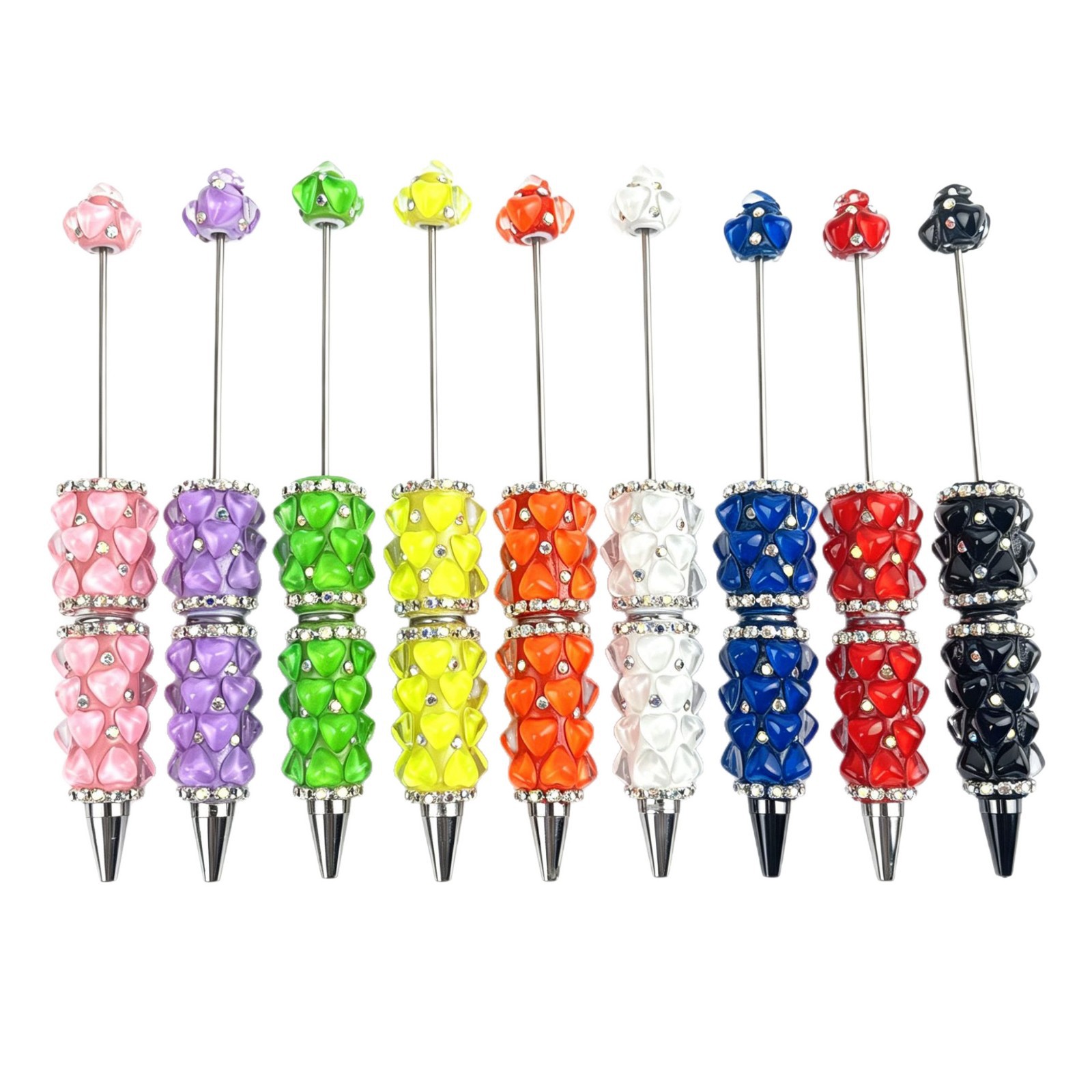 New Rhinestone Heart DIY Beaded Pen, Korean-Style, Instagram-Trending, Fully-Studded Cute Beaded Pen, Cross-Border Creative, Light Luxury, Fully-Studded Gift Pen