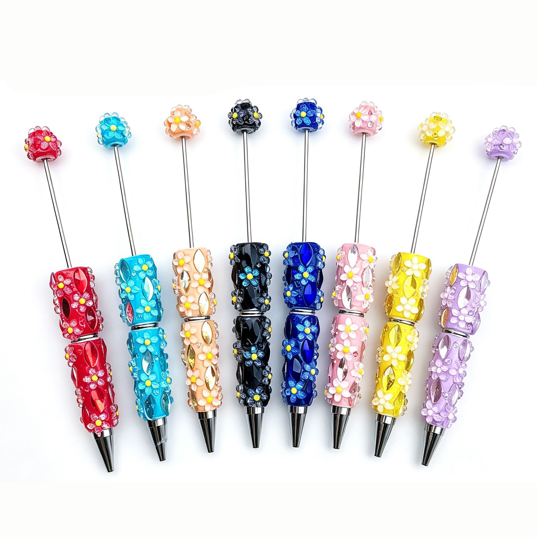 Heavy-Duty Flower Beaded Pen: Creative, Fresh, and Unique Diamond-Shaped Bead Pen—New, Fashionable, and Cute Diamond-Studded Pen