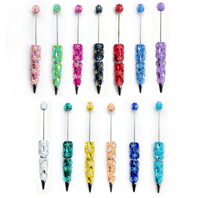 Heavy-Duty Flower Beaded Pen: Creative, Fresh, and Unique Diamond-Shaped Bead Pen—New, Fashionable, and Cute Diamond-Studded Pen