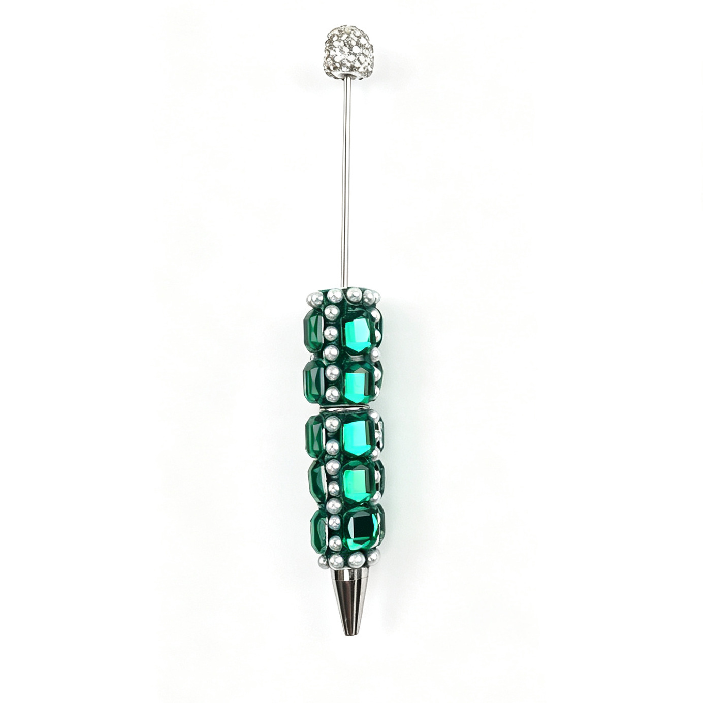 Stylish, Heavy-Duty Ceramic Ballpoint Pen with Square Diamond Beads; Cross-Border Creative Pearl Bead Pen with Cute Little Beads