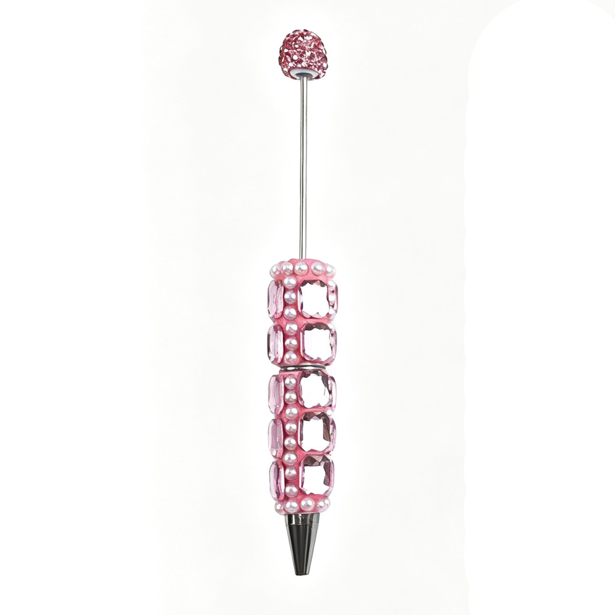 Stylish, Heavy-Duty Ceramic Ballpoint Pen with Square Diamond Beads; Cross-Border Creative Pearl Bead Pen with Cute Little Beads