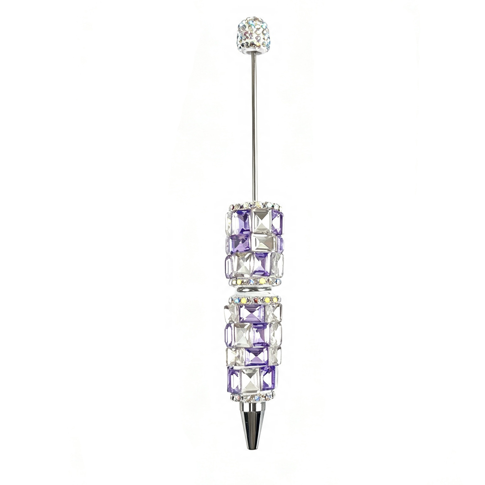 Stylish Square Diamond DIY Gubi Creative Clay Pen with Full Diamond Cute Bead Design—Cross-Border Korean-Style Instagram-Trending Heavy-Duty Beaded Pen