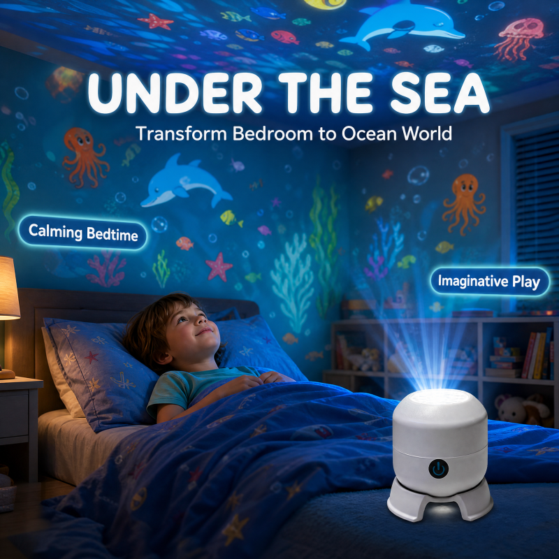 LED Christmas Snowflake Ocean Rotating Projector Light—USB-Powered Atmospheric Bedroom Night Light—Perfect for Holiday Parties, Children’s Bedtime, and Decorating