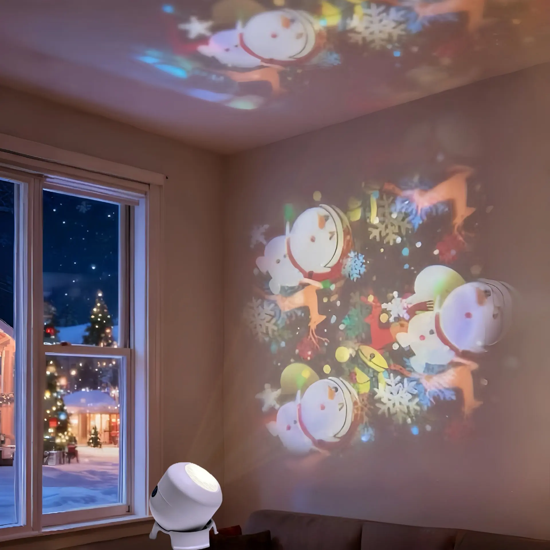 LED Christmas Snowflake Ocean Rotating Projector Light—USB-Powered Atmospheric Bedroom Night Light—Perfect for Holiday Parties, Children’s Bedtime, and Decorating