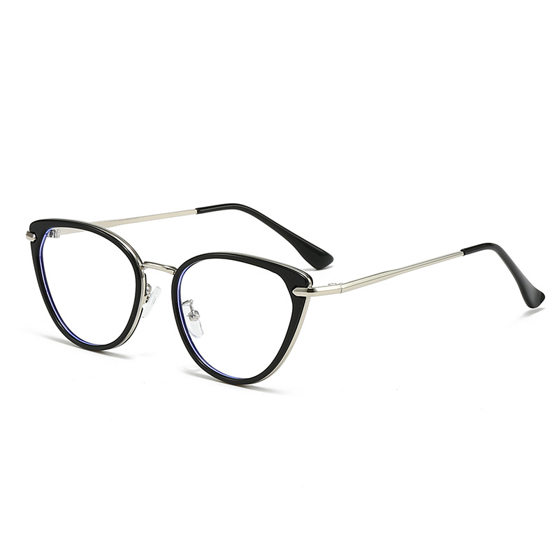 Vintage Metal Blue Light-Blocking Cat-Eye Glasses with Plain Lenses | Eco-Friendly Metal Frames / Blue Light-Blocking Plain Lenses | Same Style as Influencers / Preppy Look | Flatters Your Face Shape and Protects Against Radiation