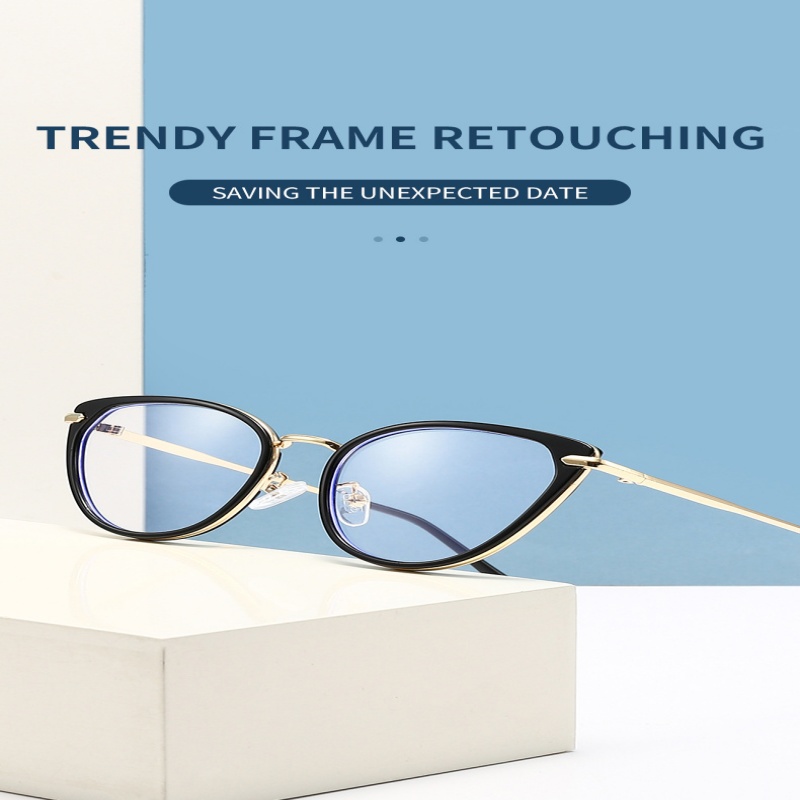 Vintage Metal Blue Light-Blocking Cat-Eye Glasses with Plain Lenses | Eco-Friendly Metal Frames / Blue Light-Blocking Plain Lenses | Same Style as Influencers / Preppy Look | Flatters Your Face Shape and Protects Against Radiation