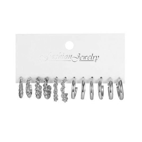 6-Piece Set of Retro European and American-Style Earrings: Eco-Friendly Alloy/Simulated Pearls, Mixed Sizes, Suitable for Everyday Wear and Parties—A Hepburn-Inspired, High-End Accessory That Brightens Your Complexion