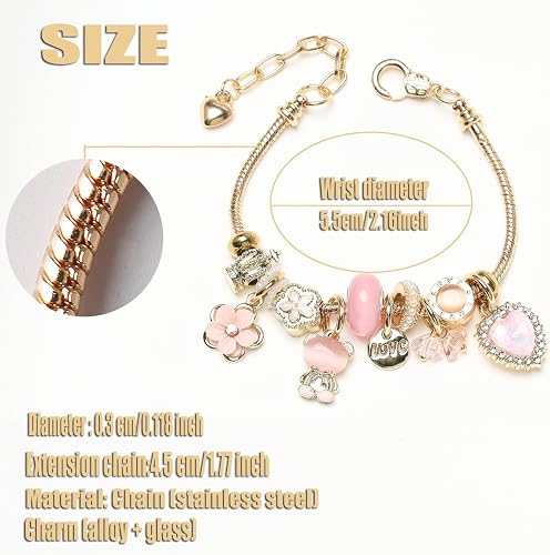 Adjustable Gold-Toned Stainless Steel Bracelet for Girls in a Gift Box