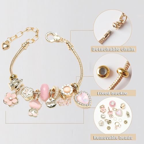Adjustable Gold-Toned Stainless Steel Bracelet for Girls in a Gift Box