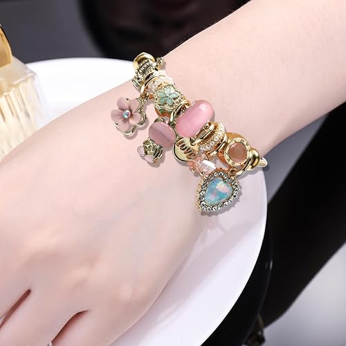 Adjustable Gold-Toned Stainless Steel Bracelet for Girls in a Gift Box