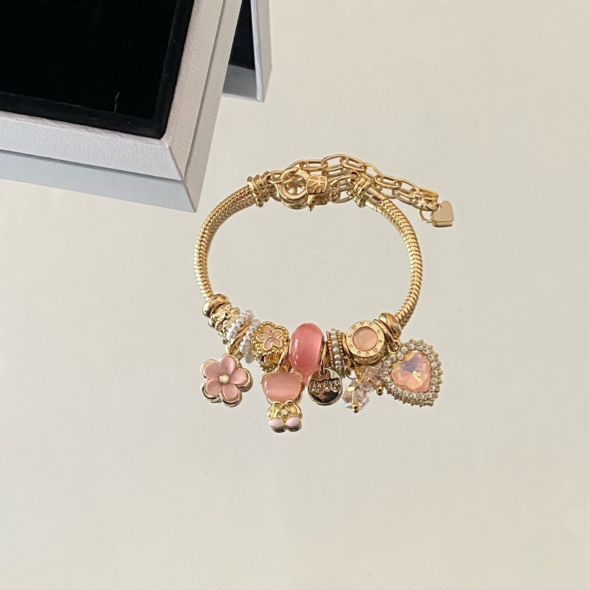 Adjustable Gold-Toned Stainless Steel Bracelet for Girls in a Gift Box