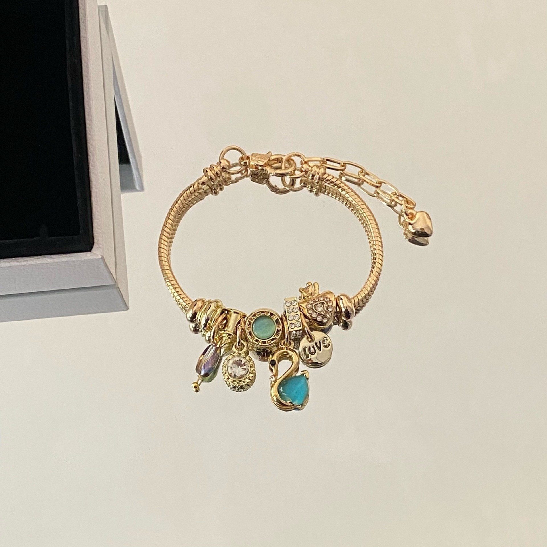 Adjustable Gold-Toned Stainless Steel Bracelet for Girls in a Gift Box
