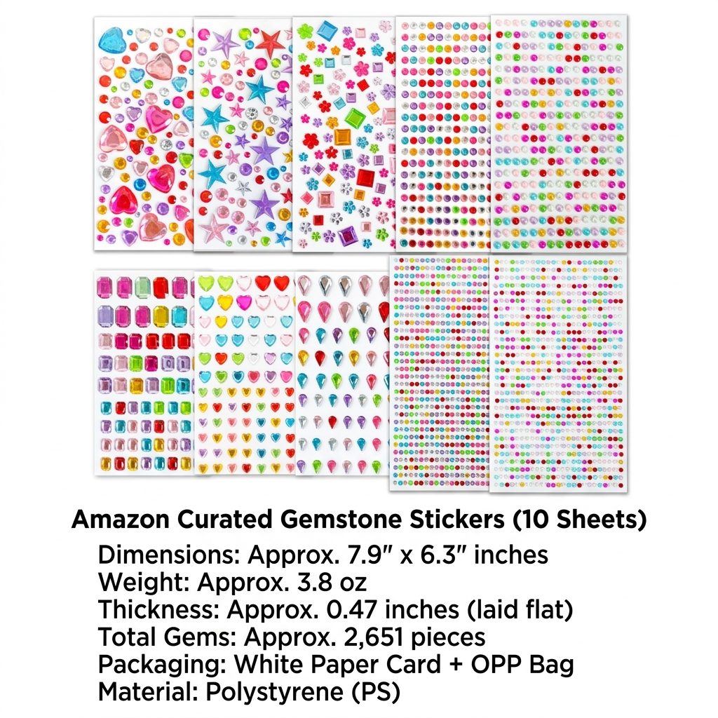 Kids' DIY Gem Stickers: 3D Acrylic Rhinestone and Crystal Stickers—Self-Adhesive Decals for Girls' Bullet Journals, Water Bottles, and Face Decorations