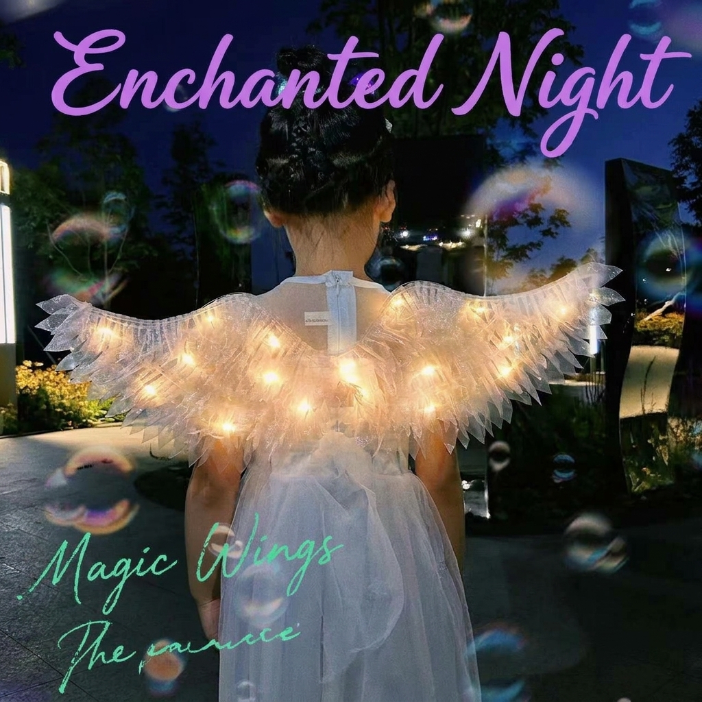 Glowing LED Angel Wings and Halo Set—White Feathered Angel Wings Costume Accessory—Adult and Children's Halloween and Christmas Cosplay Props