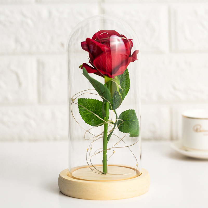Wholesale Preserved Flower Light-Up Glass Domes | Artificial Rose LED Color-Changing Light Glass Domes | Valentine's Day and Christmas Gifts