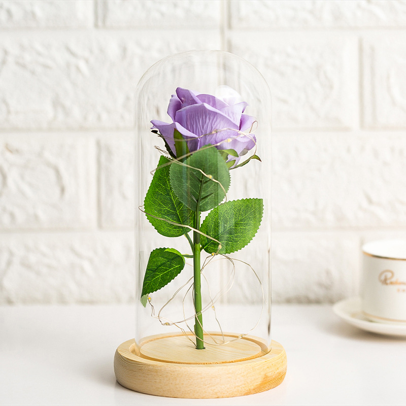 Wholesale Preserved Flower Light-Up Glass Domes | Artificial Rose LED Color-Changing Light Glass Domes | Valentine's Day and Christmas Gifts