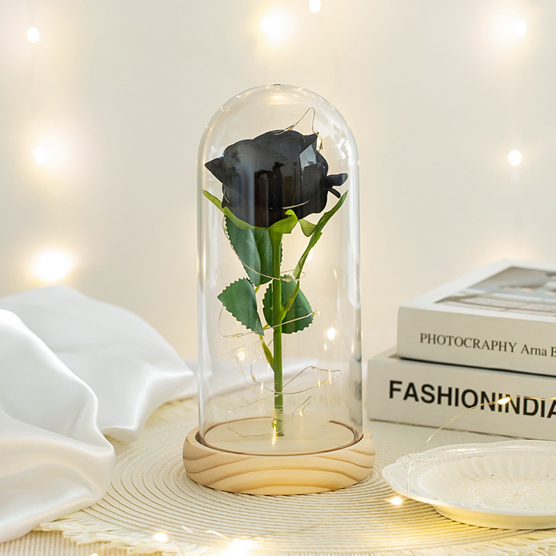 Wholesale Preserved Flower Light-Up Glass Domes | Artificial Rose LED Color-Changing Light Glass Domes | Valentine's Day and Christmas Gifts
